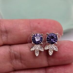 Vintage Napier Earrings Victorian Amethyst Stones Design